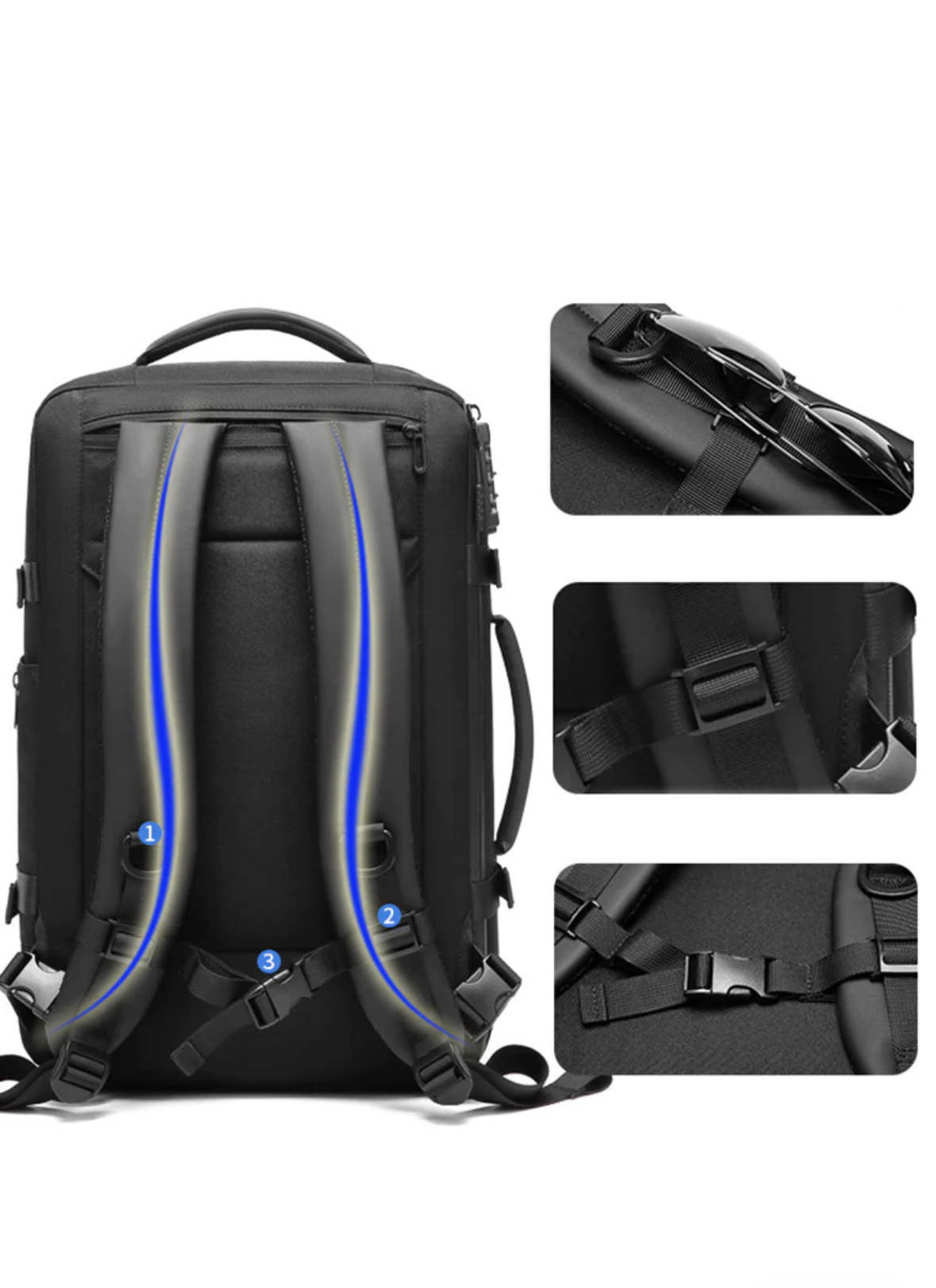 Anti-theft Lock Travel business backpack briefcase 1090 Black image5